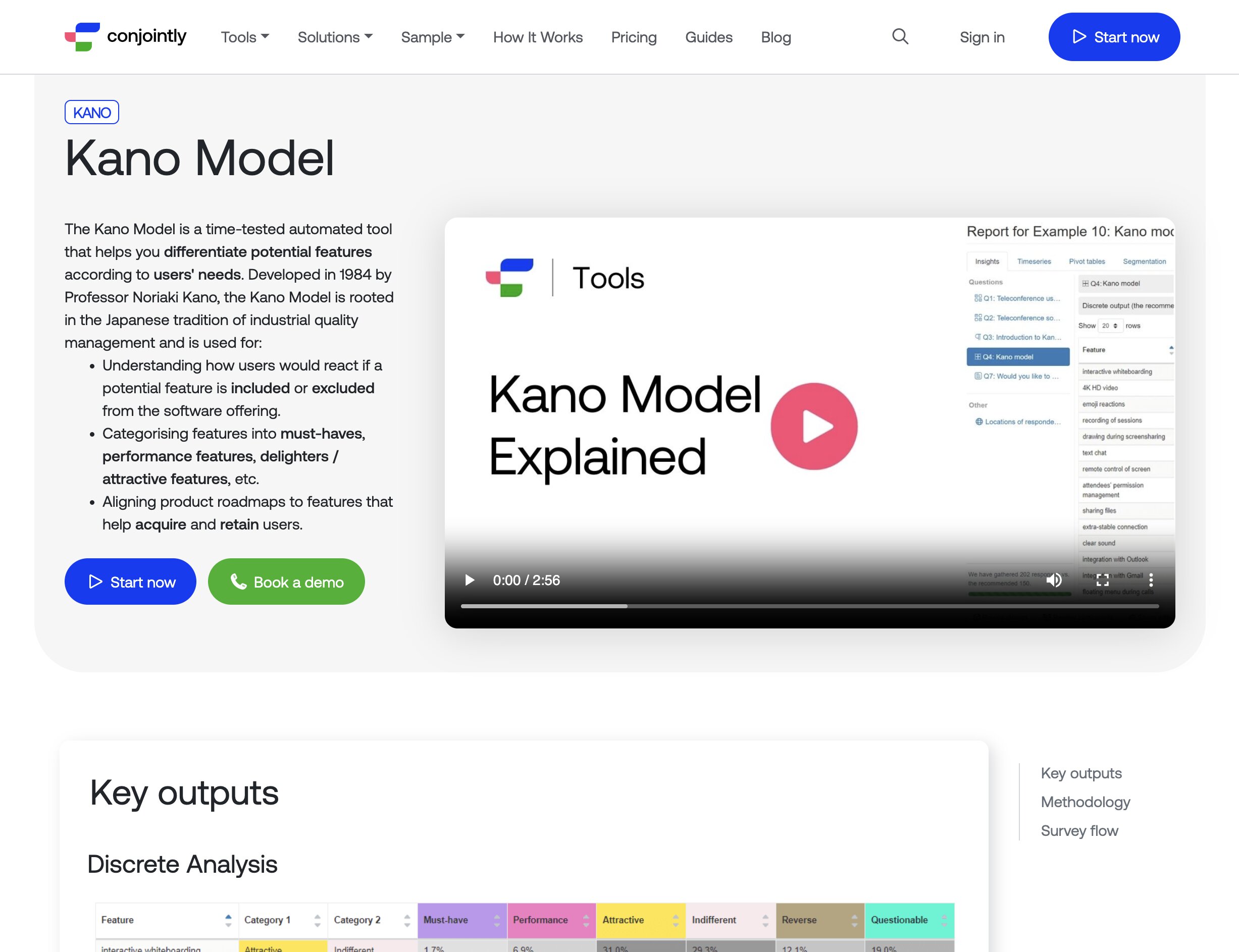 Conjointly Kano Model page