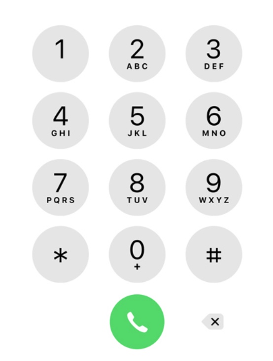 Screenshot of iPhone dial screen