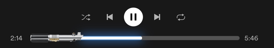 Screenshot of Spotify's lightsaber progress bar